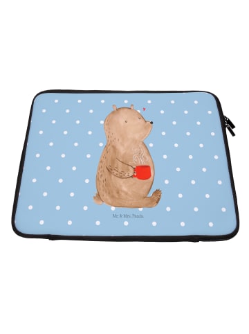 Mr. & Mrs. Panda Laptop Tasche Bär Kaffee ohne Spruch in Blau Pastell