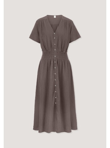 Hessnatur Hessnatur Gewebe Kleid mit Taillierung Midi aus reiner Bio-Baumwolle in mocca