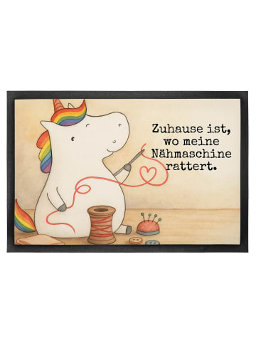Mr. & Mrs. Panda fußmatte Einhorn Näherin Design mit Spruch in Weiß