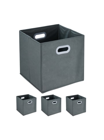 relaxdays 4 x Aufbewahrungsbox in Grau - (B)33 x (H)32 x (T)33 cm