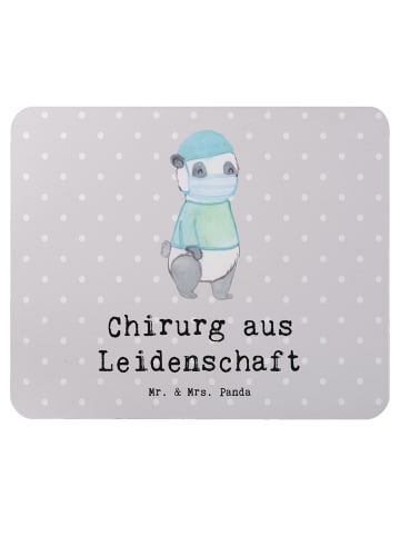 Mr. & Mrs. Panda Mauspad Chirurg Leidenschaft mit Spruch in Grau Pastell
