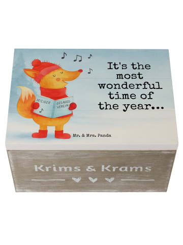 Mr. & Mrs. Panda Holzkiste Fuchs Sänger Design mit Spruch in Weiß