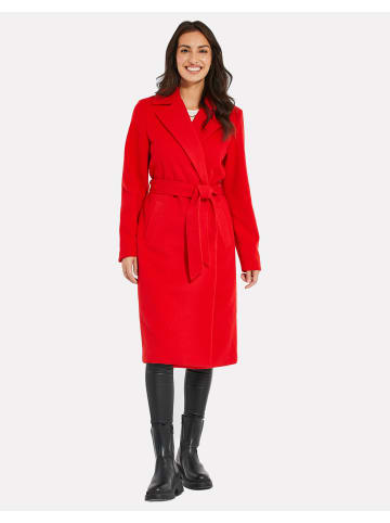 Threadbare Wollmantel THB Decaf Collar Belted Formal Coat in rot