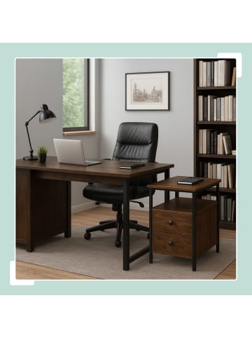 relaxdays Beistelltisch in Braun/ Schwarz - (B)36 x (H)61 x (T)60 cm