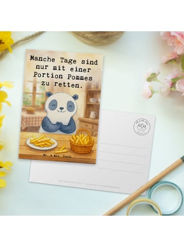 Mr. & Mrs. Panda Postkarte Panda Pommes Gebet Design mit Spruch in Weiß