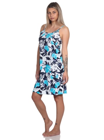 NORMANN Spaghetti Träger Nachthemd floralem print - 79650 in hellblau