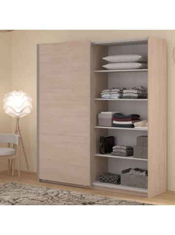 Parisot Kleiderschrank Eiche 178 cm, Schwebetürenschrank mit Spiegel und Soft-Close