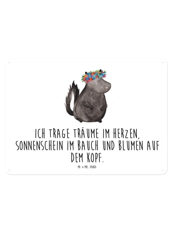 Mr. & Mrs. Panda Blechschild Stinktier  mit Spruch in Weiß