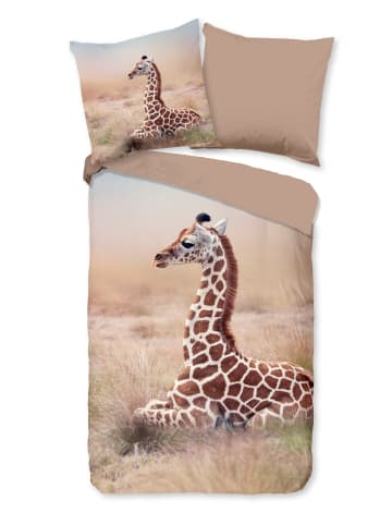 JACK 2 tlg. Renforcé Bettwäsche 135x200cm Giraffe in Braun