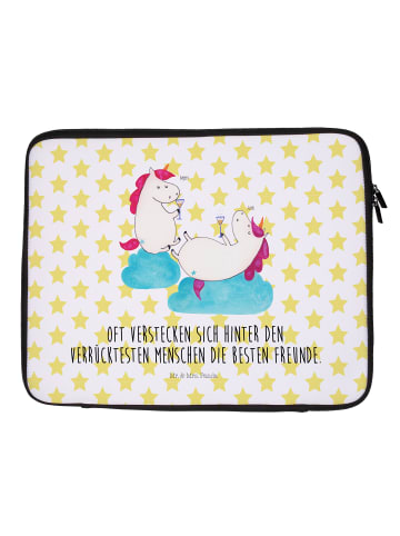 Mr. & Mrs. Panda Notebook Tasche Einhorn Sekt mit Spruch in Weiß