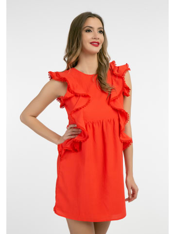 faina Damen Minikleid Mit Rüschen in Rot