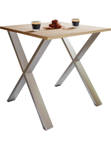 VCM Premium Holz Esstisch Tisch Xona X Silber in Silber / Sonoma-Eiche