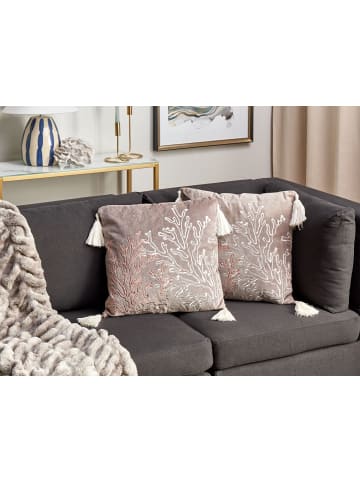 Beliani 2er-Set Dekokissen MAZZAELLA in Beige/Weiß