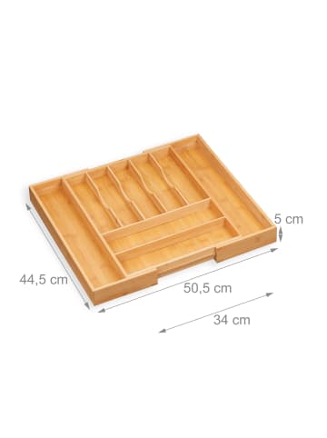 relaxdays Besteckkasten in Natur - (B)50,5 x (H)5 x (T)44,5 cm