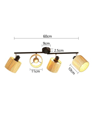 ZMH Deckenleuchte in Schwarz 4-flammige E14 Papier 350°Schwenkbar Deckenspots