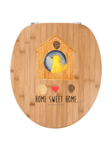 Mr. & Mrs. Panda WC Deckel Vogelhaus Home mit Spruch in Braun