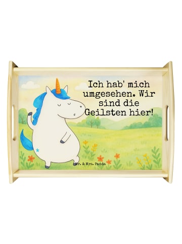 Mr. & Mrs. Panda tablett holz Einhorn Mann Design mit Spruch in Weiß