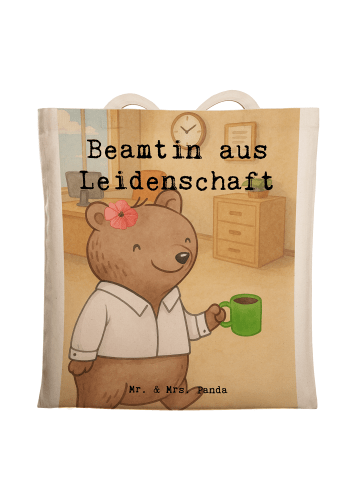 Mr. & Mrs. Panda Tragetasche Beamtin Leidenschaft Design mit Spruch in Weiß