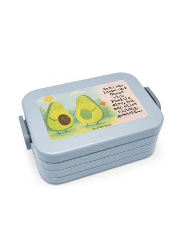 Mr. & Mrs. Panda Bentobox Avocado Pärchen Design mit Spruch in Blau Pastell