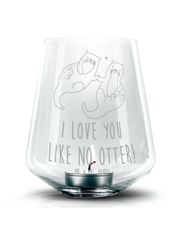 Mr. & Mrs. Panda Kerzenhalter Otter Hände halten mit Spruch in Transparent