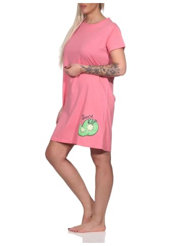 NORMANN Nachthemd kurzarm Kiwi Print - 86395 in pink