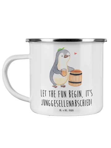 Mr. & Mrs. Panda Emaille Tasse Junggesellenabschied Spaß mit Spruch in Weiß