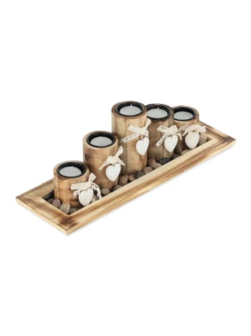 relaxdays Teelichthalter in Braun - (B)39,5 x (H)13,5 x (T)13 cm