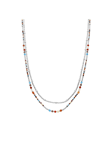 Luxenter Halskette aus 925er Sterlingsilber und Granatglas mit Rhodiumbeschichtung