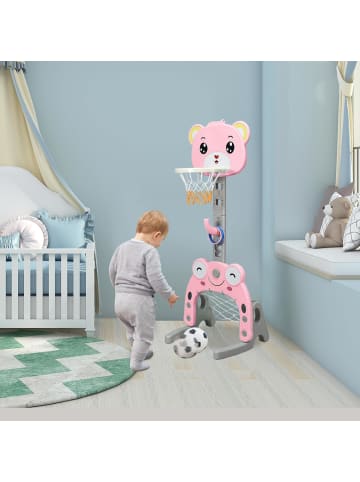 COSTWAY 3 in 1 Basketballständer in Rosa