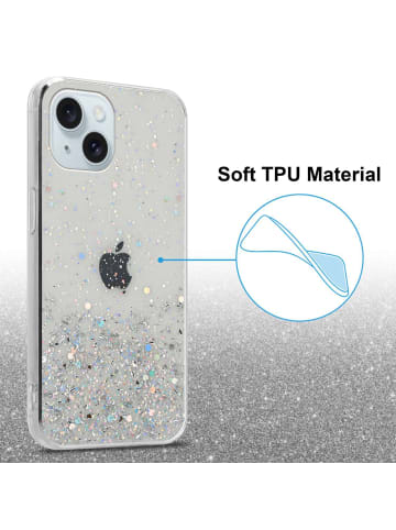 cadorabo Hülle für Apple iPhone 15 Glitter in Transparent mit Glitter