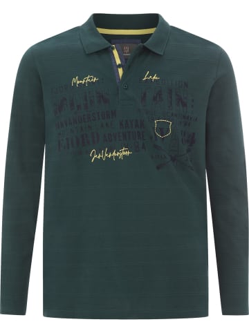 Jan Vanderstorm Langarm-Poloshirt MAKSE in dunkelgrün