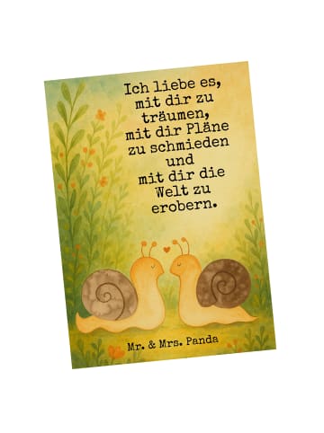 Mr. & Mrs. Panda Postkarte Schnecken Liebe Design mit Spruch in Weiß