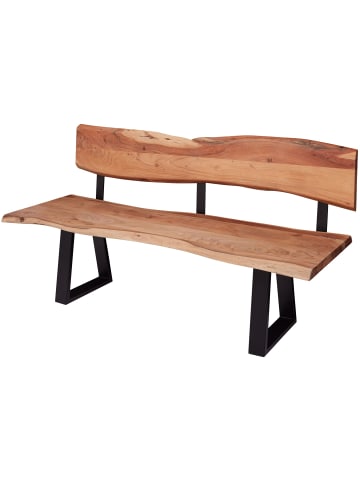KADIMA DESIGN Sitzbank mit Lehne | Akazie, 160x83,5cm, Baumkante, 3-Sitzer