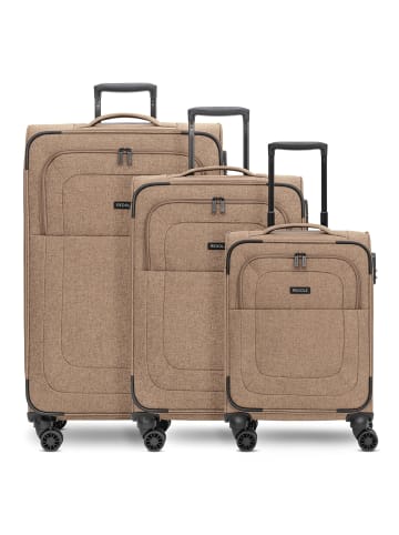 Redolz Essentials 12 THREE SET 4 Rollen Kofferset 3-teilig mit Dehnfalte coffee
