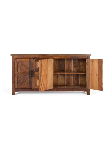 Giner y Colomer Rustikales Sideboard mit vier Türen handgefertigt aus recyceltem Holz in Brown