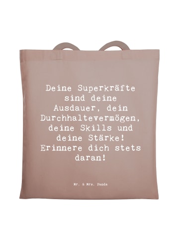 Mr. & Mrs. Panda Tote Bag Spruch Sportliche Wettkämpfe Superkräf... in Braun Pastell