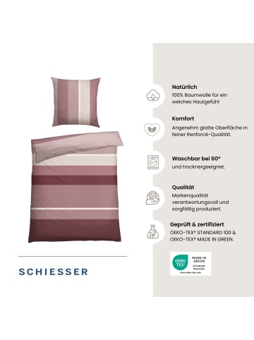 Schiesser Renforcé-Bettwäsche-Set Endy Stripes in Beere