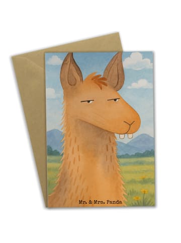 Mr. & Mrs. Panda Klappkarte Lamakopf Genervt Design ohne Spruch in Weiß