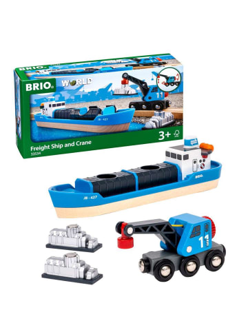 Brio Brio Aktionsspiel Containerschiff mit Kranwagen in bunt