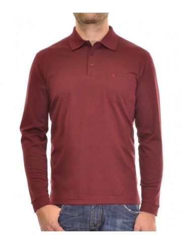 Ragman Poloshirt Langarm in Rot