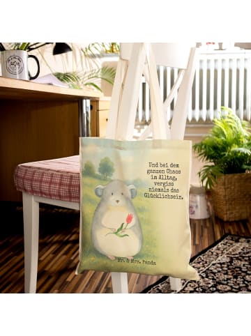 Mr. & Mrs. Panda Umhängetasche Chinchilla Blume Design mit Spruch in Weiß