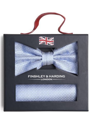 Finshley & Harding London Fliege und Einstecktuch in blau