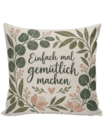 Kissen Sofakissen Botanisch Design mit Spruch in Weiß