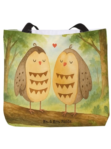 Mr. & Mrs. Panda Shopper Eulen Liebe Design ohne Spruch in Weiß