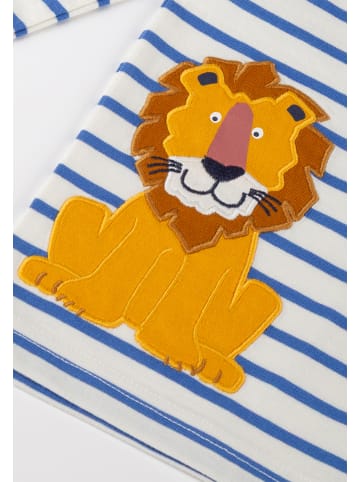 Sigikid Langarmshirt Tiger & Löwe in Weiß-Blau gestreift