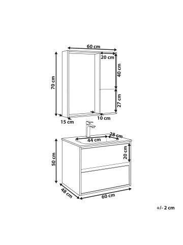Beliani 3-tlg Badezimmerschrank TERUEL in Grau/Braun