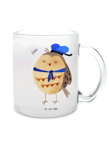 Mr. & Mrs. Panda Trinkglas Eule Matrose ohne Spruch in Transparent