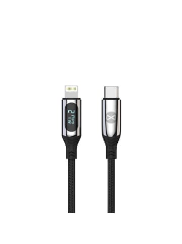 FOREVER Forever Ladekabel USB-C LCD 1 m 27W kompatibel mit iPhone Schwarz in Transparent