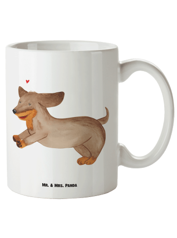 Mr. & Mrs. Panda steingut tasse Hund Dackel ohne Spruch in Weiß