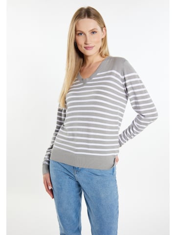 DreiMaster Maritim Damen Strickpullover in Grau Weiss